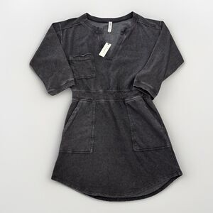 Anthropologie Daily Practice Dress Size Medium 3/4 Sleeve Sweater Black Wash NEW